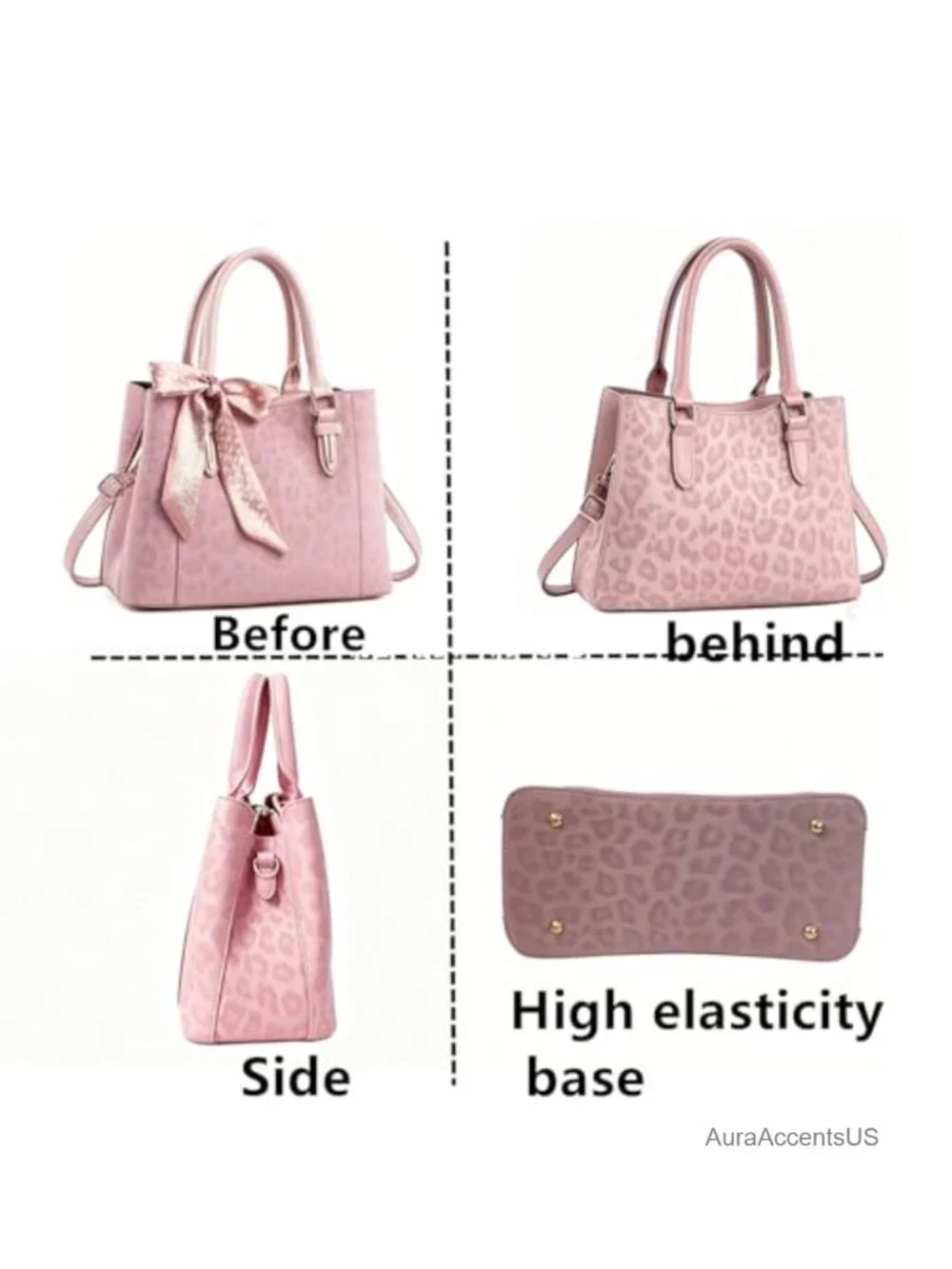 Leopard Print Synthetic Leather Satchel Purse Top Handle Crossbody Hobo